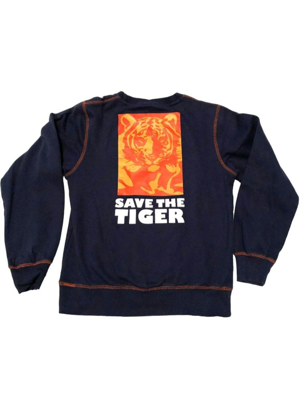 Rare Levi's Save the Tigers Sweatshirt M Blue Large Graphic Poem By Will Blake